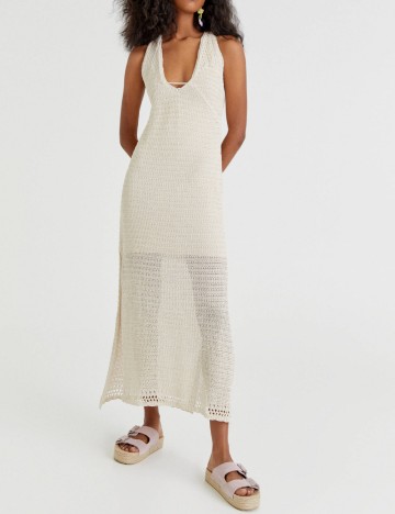 Rochie midi Pull&Bear, crem